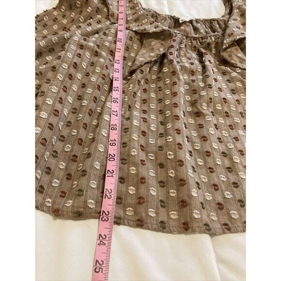 Loveriche Women Brown Polka Dot Blouse Long Sleeve with Ruffles Size Large - Picture 10 of 11
